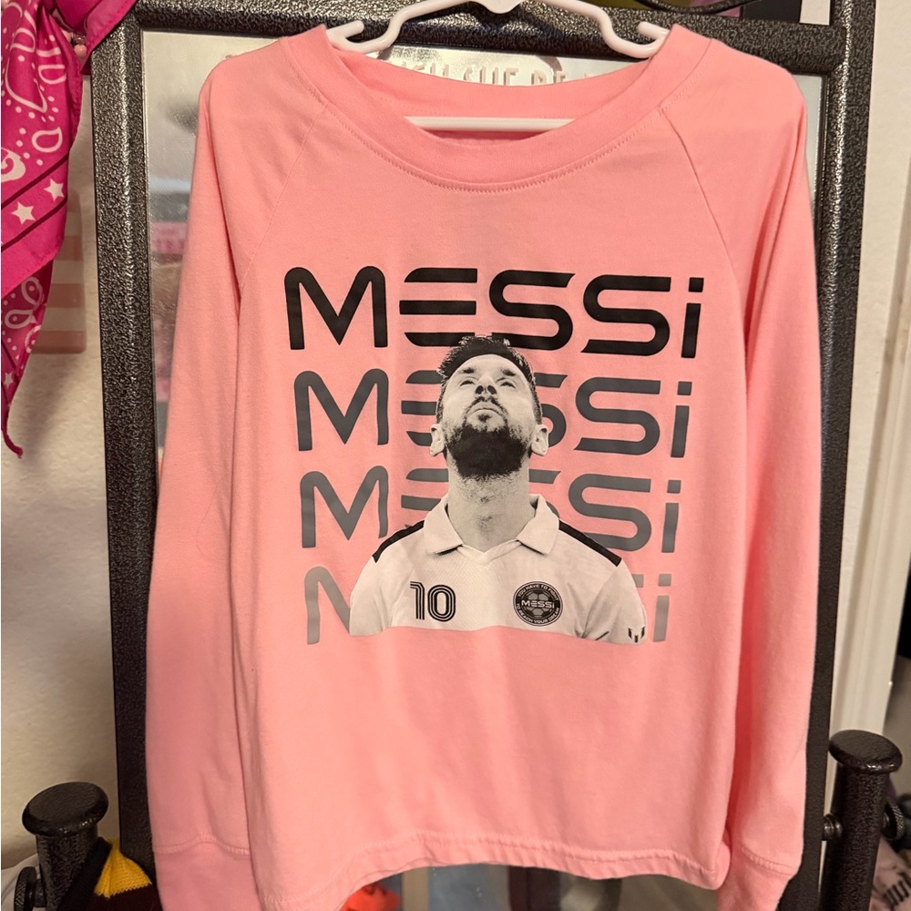 Pink Messi Graphic long sleeve tshirt unisex size kids M